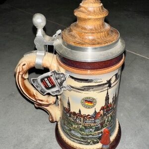 Vintage German Beer Stein with lid. New with tags.